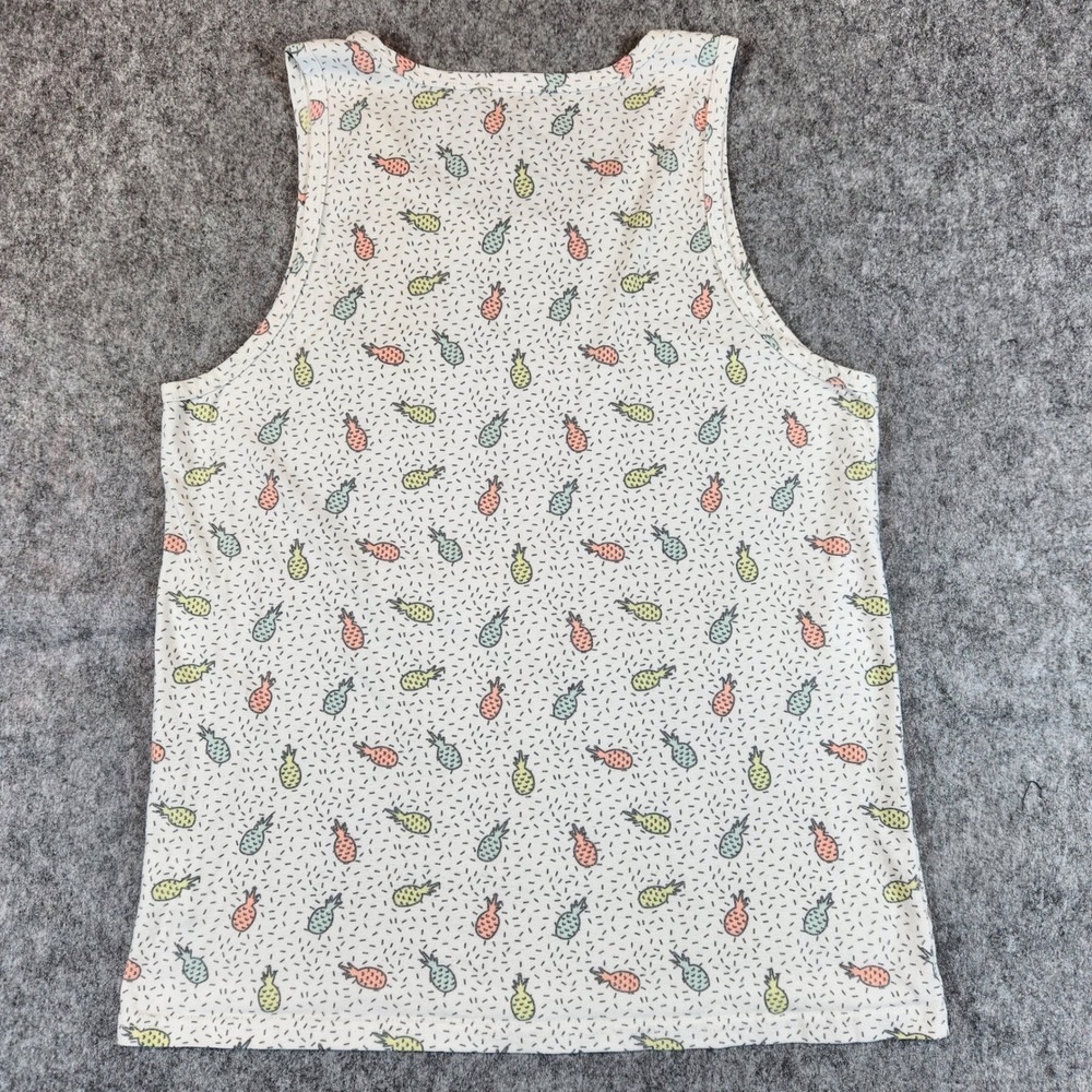 Chubbies Pineapple Tank Top Shirt Men L Cream Pocket Tropical Hawaiian Beach Gym - Picture 6 of 8